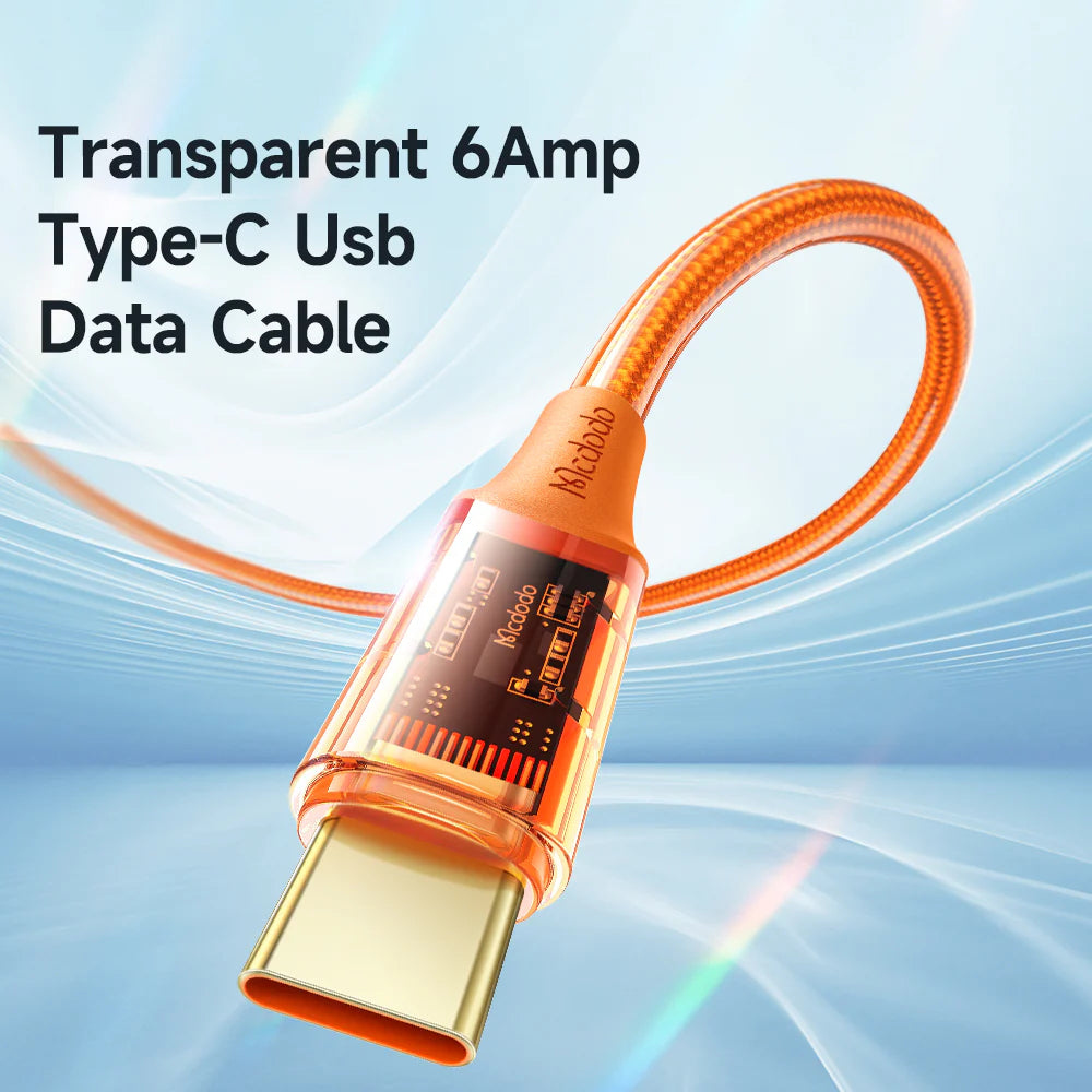 Mcdodo Type-C 6A Transparent Data Cable 1.2m - مكدودو تايب سي كابل بيانات شفاف 1.2 متر