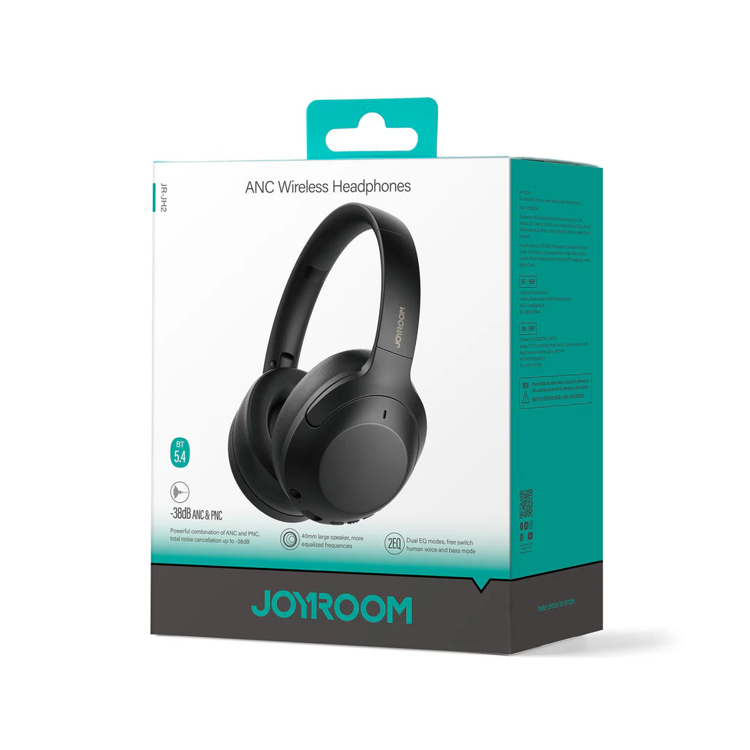 سماعة جويرووم JR-JH2  اللاسلكية مع الغاء ضوضاء نشط, تشغيل حتى 100 ساعة - اسود | JOYROOM JR-JH2 ANC Wireless Headphones, Up To 100H Playtime - Black
