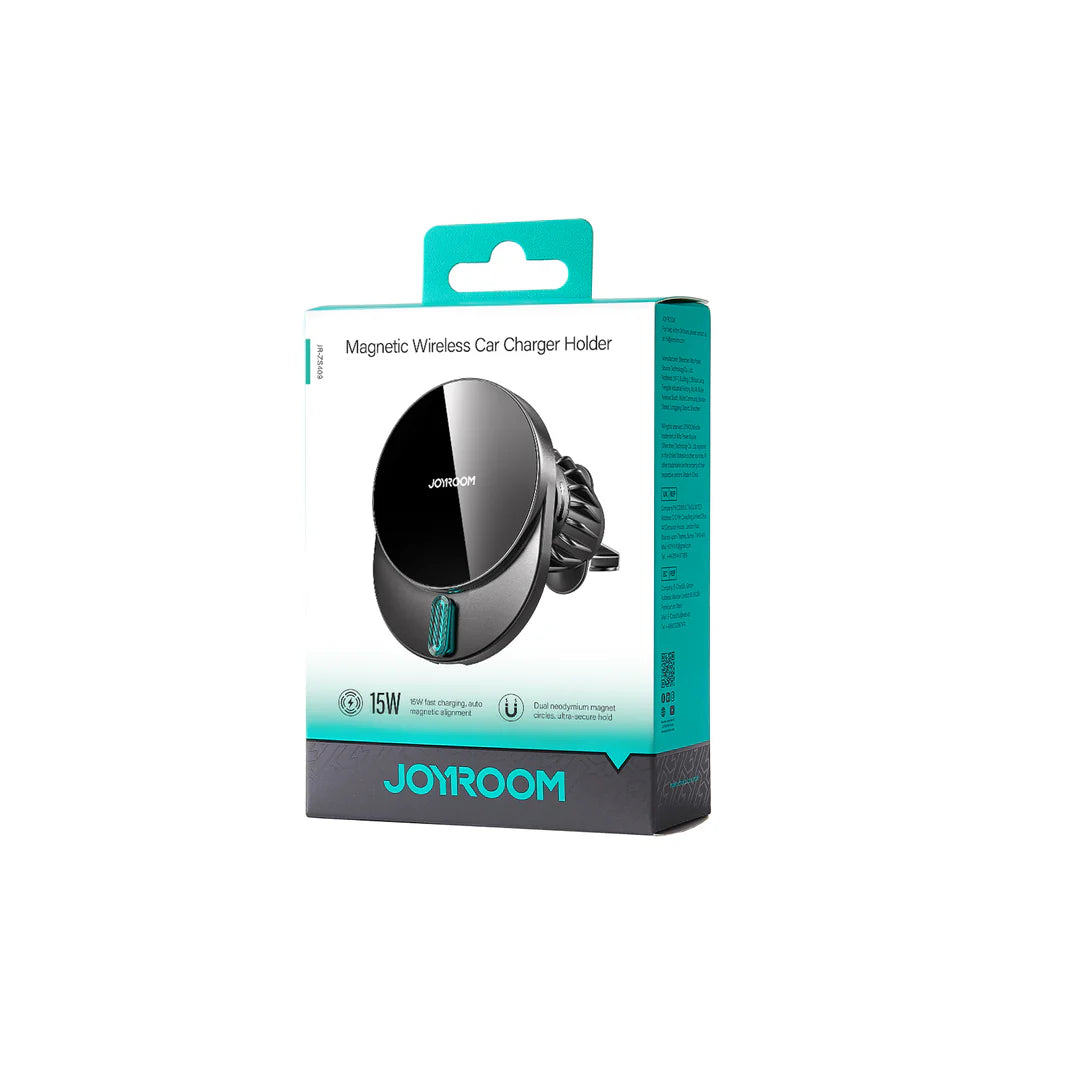 شاحن وحامل هاتف مغناطيسي للسيارة من جويرووم بقدرة شحن لاسلكي 15 واط | JoyRoom JR-ZS409 Magnetic Wireless Car Charger Holder – 15W MagSafe