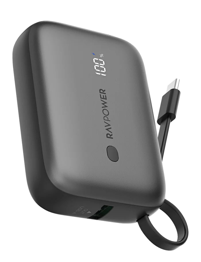 RAVPower RP-PB1224 10000mAh Power Bank 3-Port, 20W PD Fast Charging - باور بانك راف باور سعة 10000 مللي أمبير، 3 منافذ، شحن سريع PD20W