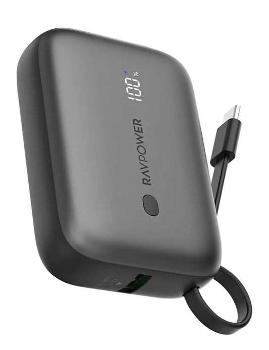 RAVPower RP-PB1224 10000mAh Power Bank 3-Port, 20W PD Fast Charging - باور بانك راف باور سعة 10000 مللي أمبير، 3 منافذ، شحن سريع PD20W
