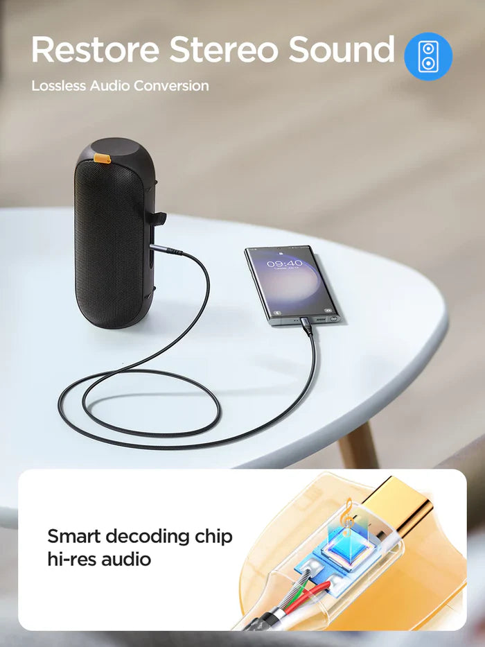 Joyroom AUX Audio Cable Type C to 3.5mm 1.2m - كابل صوت جوي روم تايب سي إلى 3.5 ملم طول 1.2 متر