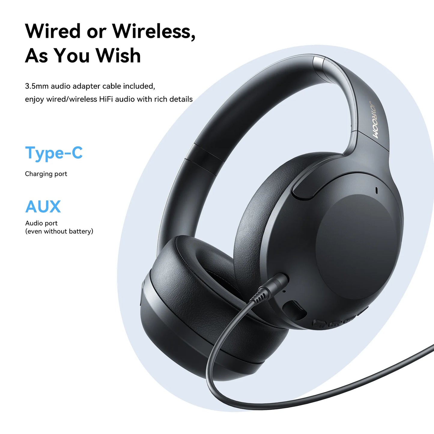 JOYROOM JR-JH2 ANC Wireless Headphones - سماعة جويروم اللاسلكية بعزل الضوضاء
