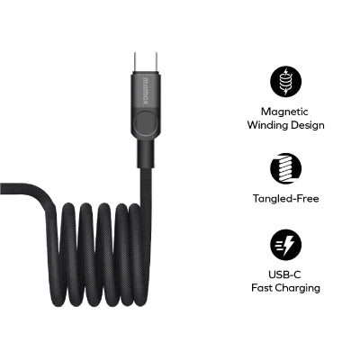 Momax Mag.Link 240W Magnetic USB‑C to USB‑C Cable, 2 m - كيبل موماكس ماج لنك المغناطيسي, USB-C الى USB-C, بقوة 240 واط, طول 2م