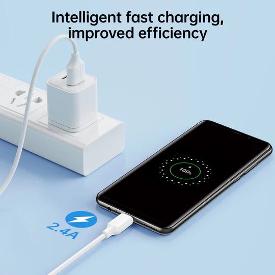 كيبل جويرووم لونج لاستنج يو اس بي اي الى مايكرو بقدرة شحن 18 واط وطول 1 متر | JOYROOM Long-Lasting Series 2.4A Fast Charging Data Cable USB-A to Micro 18W 1m