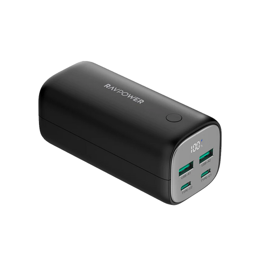 RAVPower PB208 Pro 20000mAh Power Bank 75W Fast Charging, 4-Port PD & QC - باور بانك راف باور بسعة 20000 مللي أمبير، 4 مخارج، شحن سريع 75 واط
