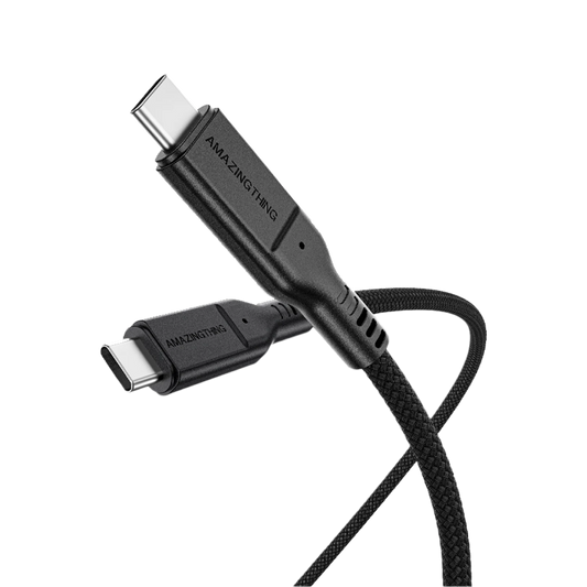 كيبل اميزنك ثنك ثاندر برو يو اس بي سي الى يو اس بي سي بقدرة 240 واط - اسود | AMAZINGTHING Thunder Pro 240W Type-C to Type-C Cable (USB 3.2 Gen2 – 20Gbps) – Black