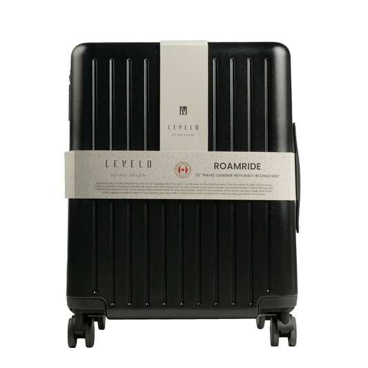 حقيبة سفر ليفيلو روم رايد 22" مع مقعد طفل مدمج وهيكل مقاوم للصدمات - اسود | Levelo RoamRide 22" Travel Luggage with Built-in Child Seat, Impact Resistance Shell - Black