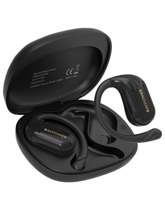سماعات راف باور BH1016 اللاسلكية المفتوحة للاذن - اسود | RAVPower BH1016 Open-Ear True Wireless Bluetooth Earbuds – Black