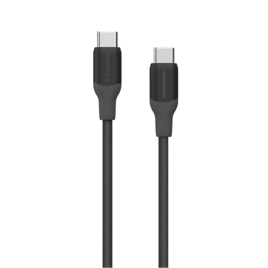 Momax 1‑Link Flow CC 100W USB‑C to USB‑C Braided Cable, 2 m - كيبل موماكس 1-لنك فلو, USB-C الى USB-C, نايلون مضفر, بقدرة 100 واط,  طول 2م