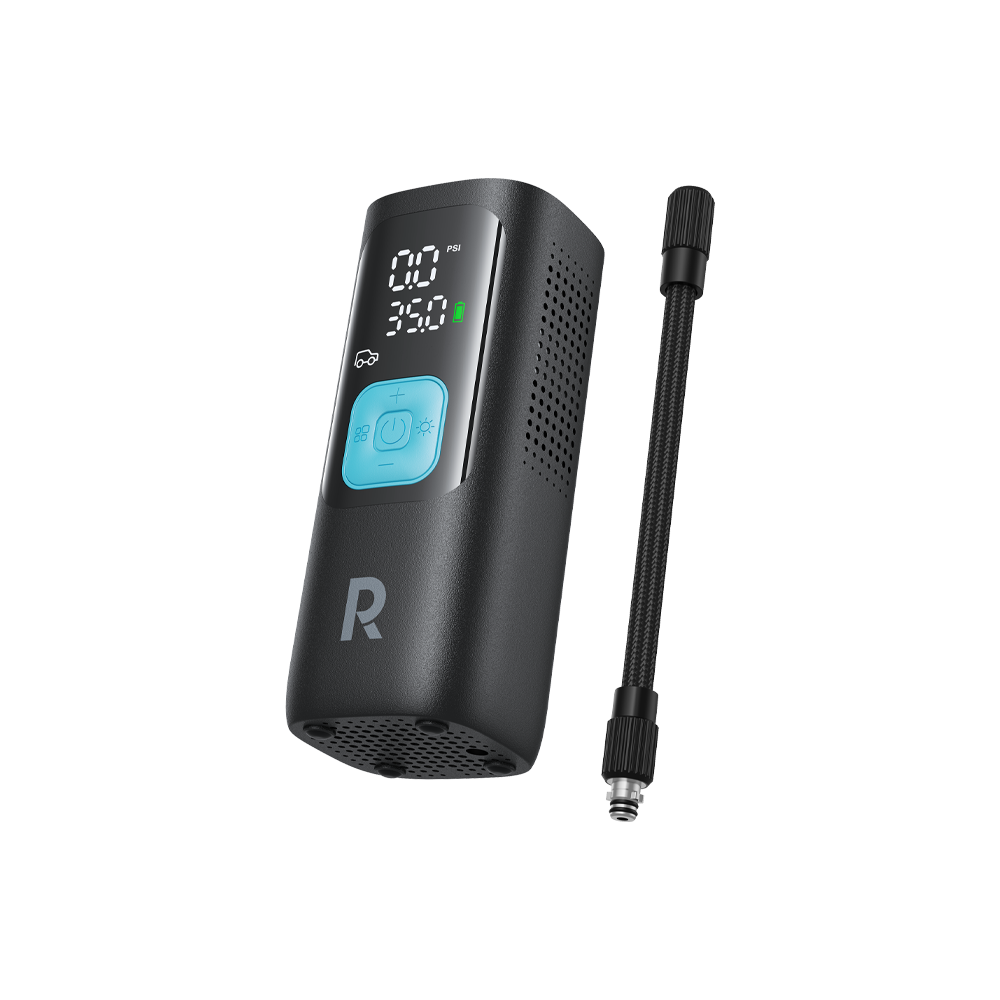 منفاخ هواء ذكي راف باور 3 في 1 مع باور بانك وكشاف LED  - اسود | RAVPOWER PB1233 3-in-1 Smart Air Compressor with Power Bank & LED Flashlight – Black