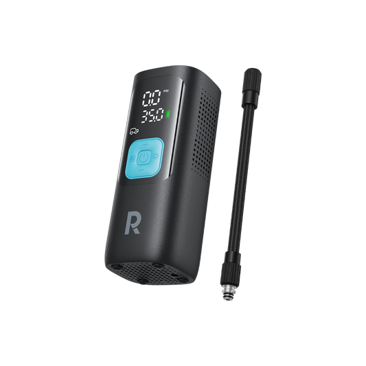 منفاخ هواء ذكي راف باور 3 في 1 مع باور بانك وكشاف LED  - اسود | RAVPOWER PB1233 3-in-1 Smart Air Compressor with Power Bank & LED Flashlight – Black
