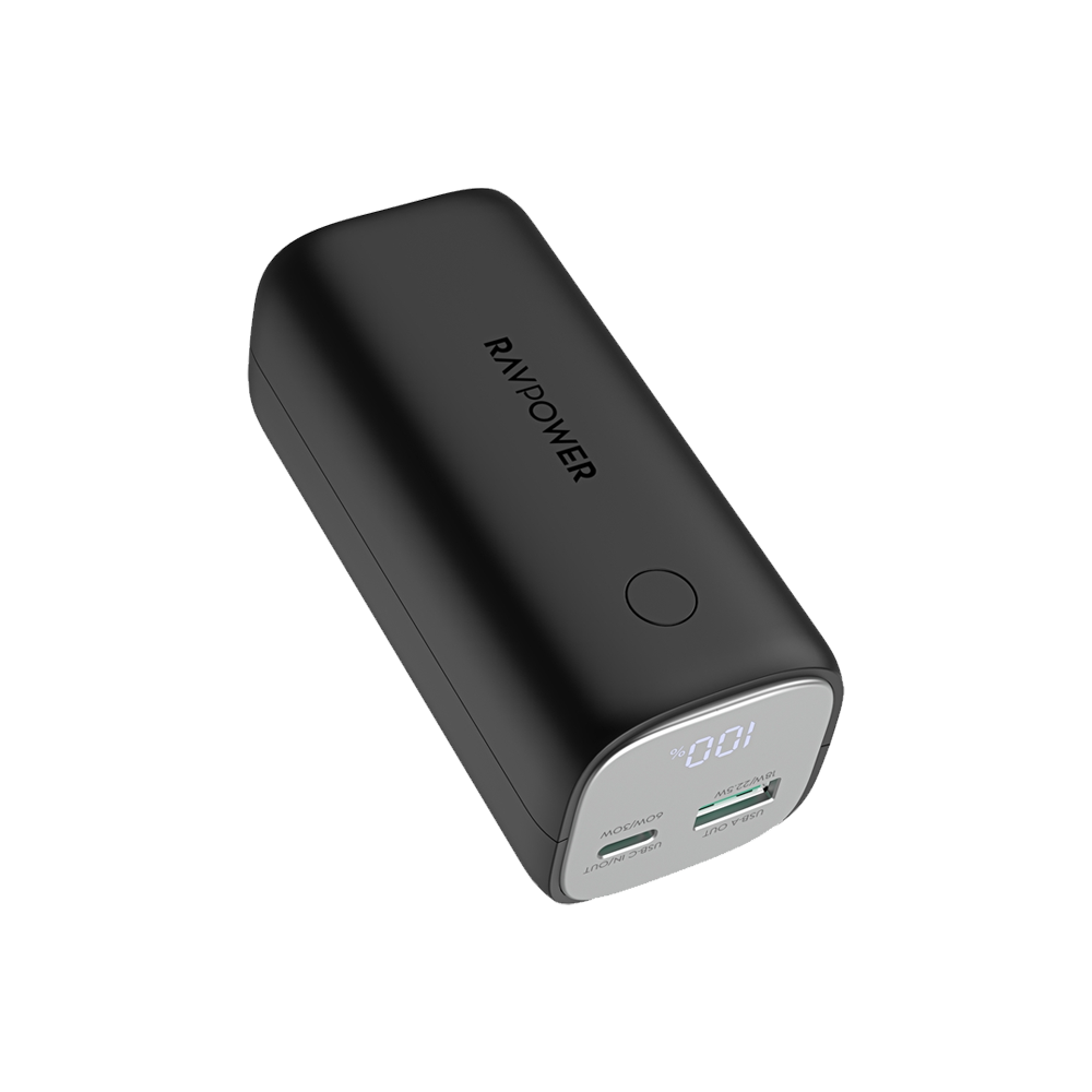 باور بانك راف باور RP-PB208 بسعة 10400 مللي امبير وبقدرة شحن 30 واط - اسود | RAVPower RP-PB208 Super – 10400mAh PD Pioneer 30W 2-Port Power Bank - Black