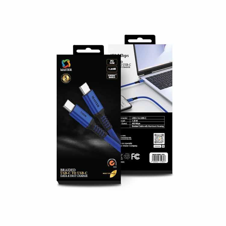 Kabloya Master Braided 100W USB-C bo USB-C, 1.2m - Mor