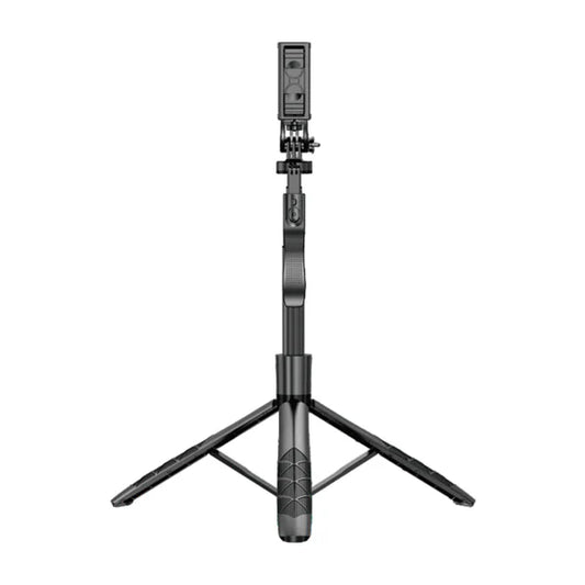 WiWU Krinal Tripod Selfie Stick - عصى سيلفي مع فلاش لايت امامي الأضافة الى ريمونت تحكم يصل طول ذراع السيلفي الى 153سم