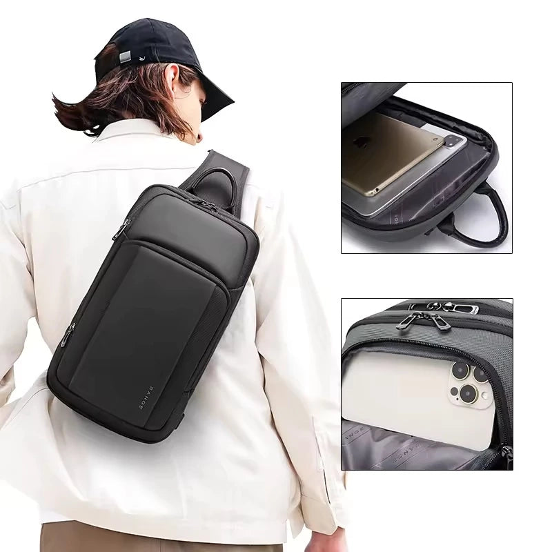 BANGE Wardon Light Anti-Theft Water-Resistant Sling Bag | حقيبة كتف مقاومة للماء ومضادة للسرقة من بانج, بسعة كبيرة وجيوب متعددة