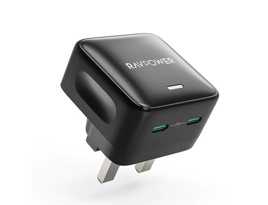 شاحن جدار بقدرة 30 واط بمنفذين  تايب سي 20واط +18واط من راف باور - RAVPower PD Pioneer Wall Charger 35 Watts-2-Port