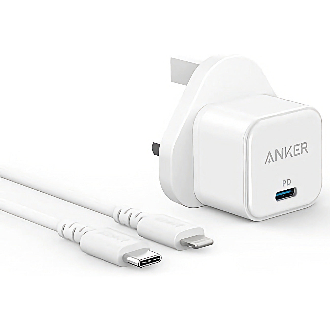 Anker PowerPort III 20W Cube With Charging Cable USB-C to Lightening  - شاحن جداري بور بوينت بقدرة 20 واط من انكر مع كيبل