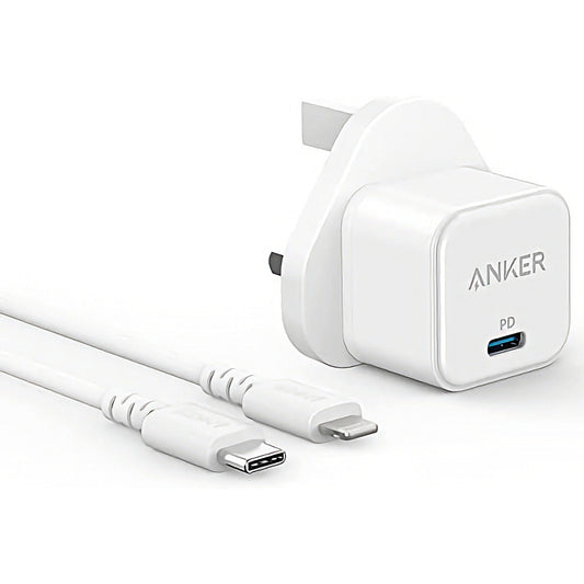 Anker PowerPort III 20W Cube With Charging Cable USB-C to Lightening  - شاحن جداري بور بوينت بقدرة 20 واط من انكر مع كيبل