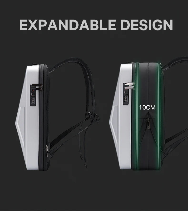 حقيبة ظهر بانجي مضادة للسرقة بغطاء صلب وقابلة للتوسعة 20 لتر-27 لتر - اسود | BANGE Anti Theft Hard Shell Laptop Backpack 20L-27L Expandable – Black