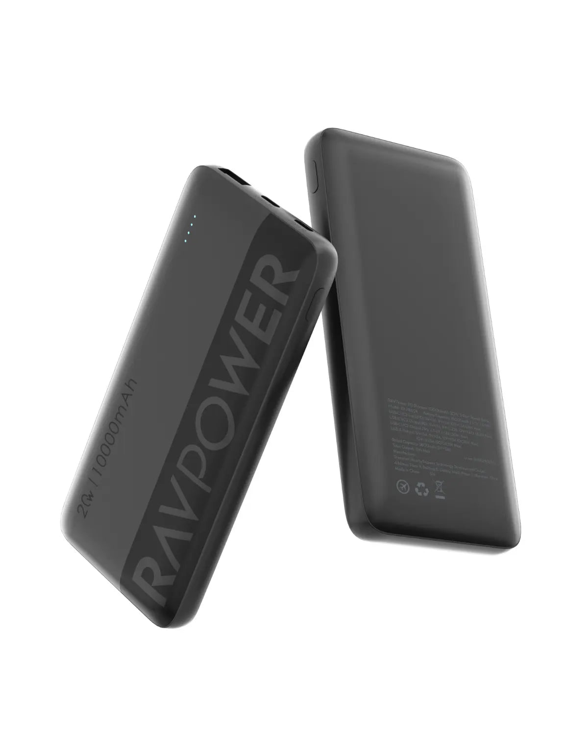 باور بانك راف باور PB1228 بسعة 10,000 مللي امبير وبقدرة شحن 22.5 واط مع 3 مخارج - اسود | RAVPOWER 10,000mAh Power Bank – 22.5W SCP & 20W PD Fast Charging, USB-C Two-Way, Triple Output Charger – Black