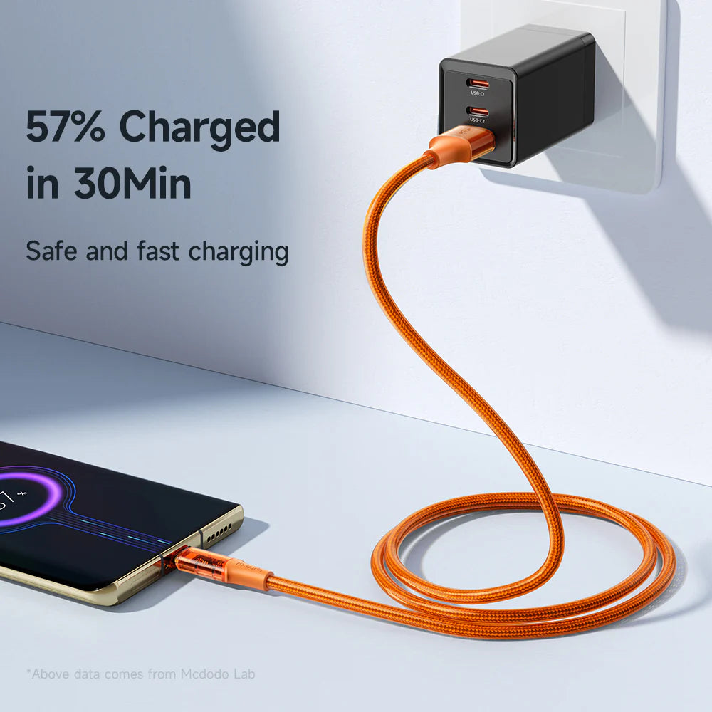 Mcdodo Type-C 6A Transparent Data Cable 1.2m - مكدودو تايب سي كابل بيانات شفاف 1.2 متر