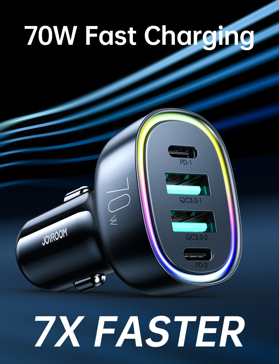 Joyroom JR-CL29 70W 4-Port Car Charger 2PD+2USB - شاحن سيارة جويروم 70واط بـ 4 منافذ (2 PD + 2 USB)
