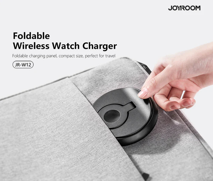 JOYROOM JR-W12 Foldable Wireless Watch Charger - شاحن ساعة لاسلكي قابل للطي صغير للسفر ويدعم الوضع الليلي من جويروم
