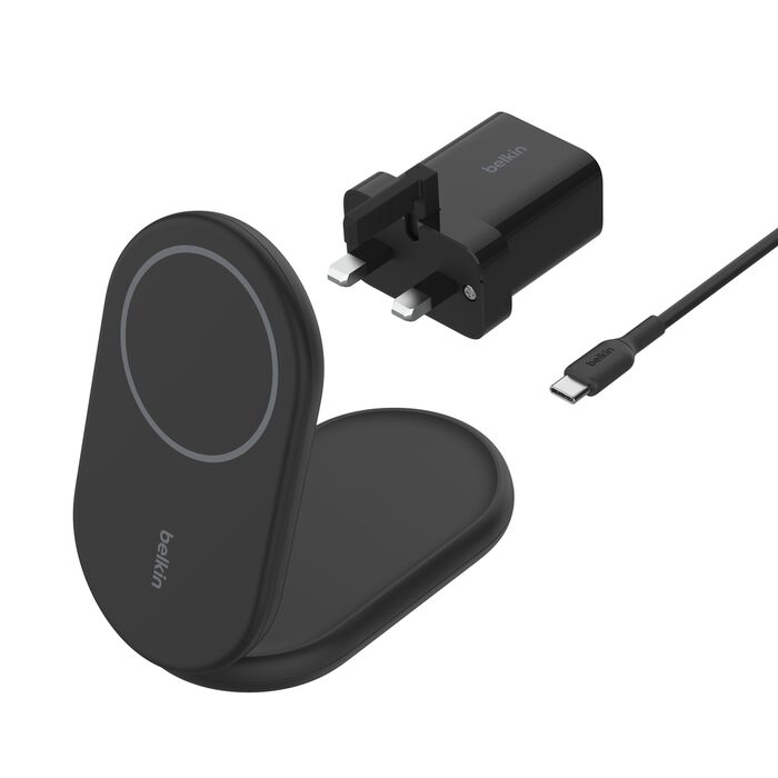 شاحن بيلكن اللاسلكي القابل للطي شحن سريع بقوة 15 واط  مع تقنيةQ2i -Belkin BoostCharge Magnetic Foldable Wireless Charger with Qi2 15W