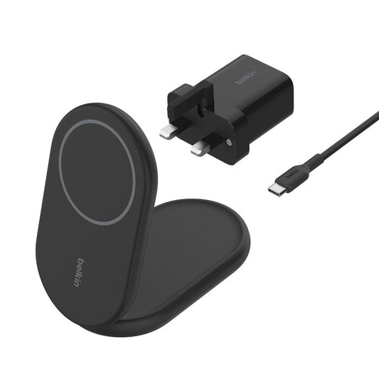 شاحن بيلكن اللاسلكي القابل للطي شحن سريع بقوة 15 واط  مع تقنيةQ2i -Belkin BoostCharge Magnetic Foldable Wireless Charger with Qi2 15W