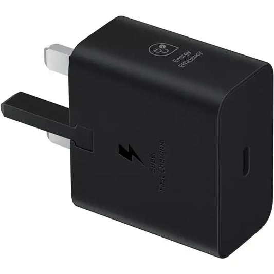 شاحن سامسونج بقدرة شحن 25 واط بمقبس ثلاثي - اسود | Samsung 25W PD USB-C Adapter 3-Pin – Black