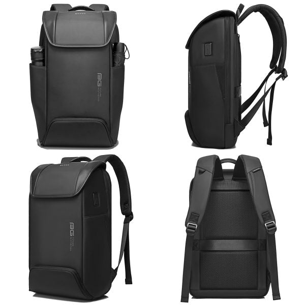 حقيبة ظهر بانجي سكورج للابتوب بحجم 15.6 انش مضادة للسرقة مع منفذ شحن يو اس بي - اسود | BANGE Scorch 15.6inch Business Multi-Compartment Laptop Backpack with USB Charging Port - Black