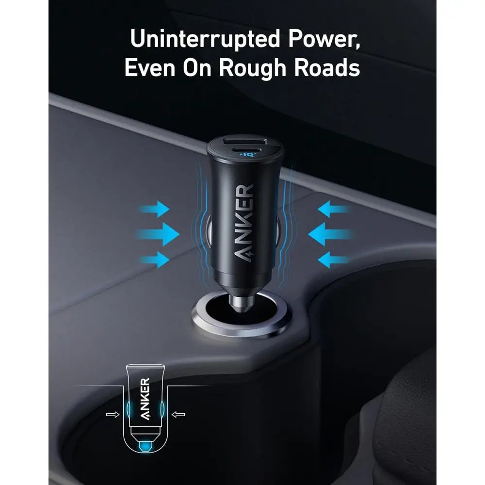 Anker 30W Car Charger – Dual Port USB-C & USB-A | شاحن سيارة أنكر بقدرة 30 واط, بمنفذين USB-C وUSB-A