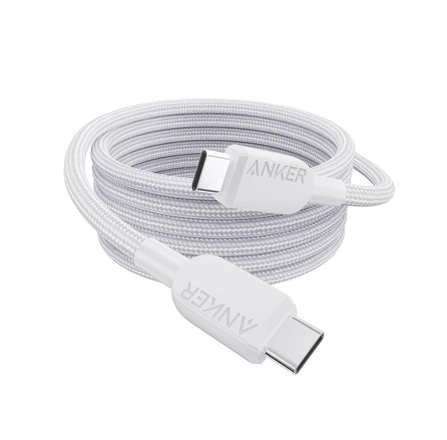 Anker USB-C to USB-C Cable 6ft, 240W Braided - كابل أنكر تايب سي إلى تايب سي بطول 6 أقدام وقوة 240 واط، مضفر.