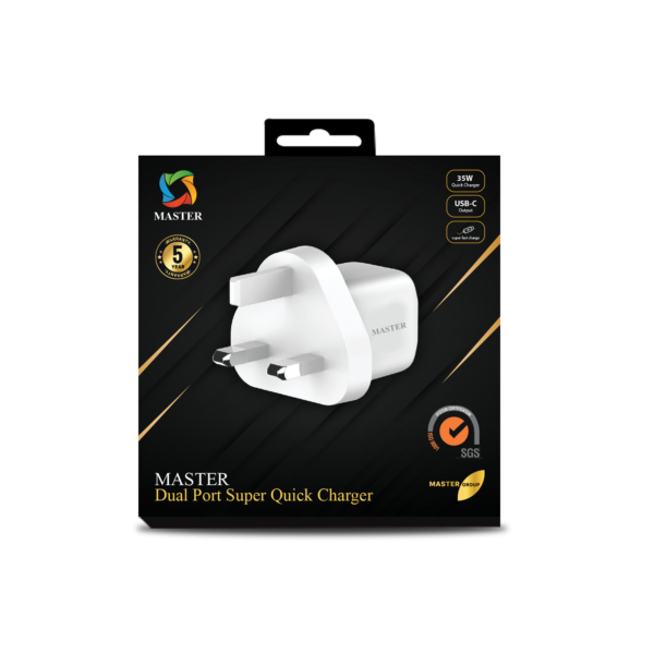 شاحن ماستر بقدرة شحن سريع 35 واط | MASTER Super Fast Charger 35W