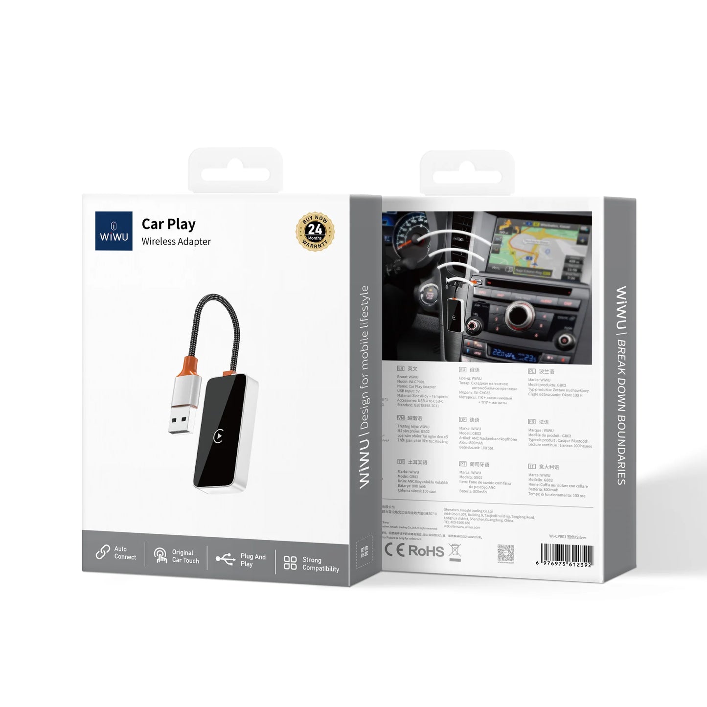 محول ويوو كار بلاي لاسلكي مع شاشة LED ومنفذ يو اس بي | WiWU Wi-CP002 Wireless CarPlay Receiver with LED & USB