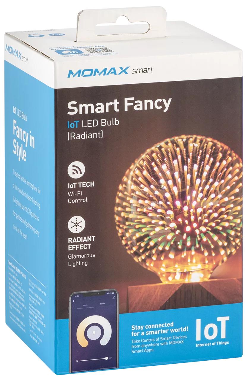 MOMAX IB8S IoT LED Bulb Radiant | Smart Wi-Fi Light Bulb with App & Voice Control - لمبة ذكية من موماكس, إضاءة Wi-Fi قابلة للتعديل بالأوامر الصوتية والتطبيق