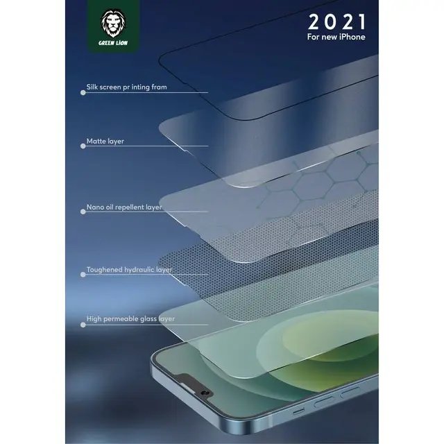 Green Lion 3D AG/Matte HD Glass Screen Protector - لصقة حماية خصوصية Green Lion 3D AG/Matte لهاتف iPhone 13 Pro/Max