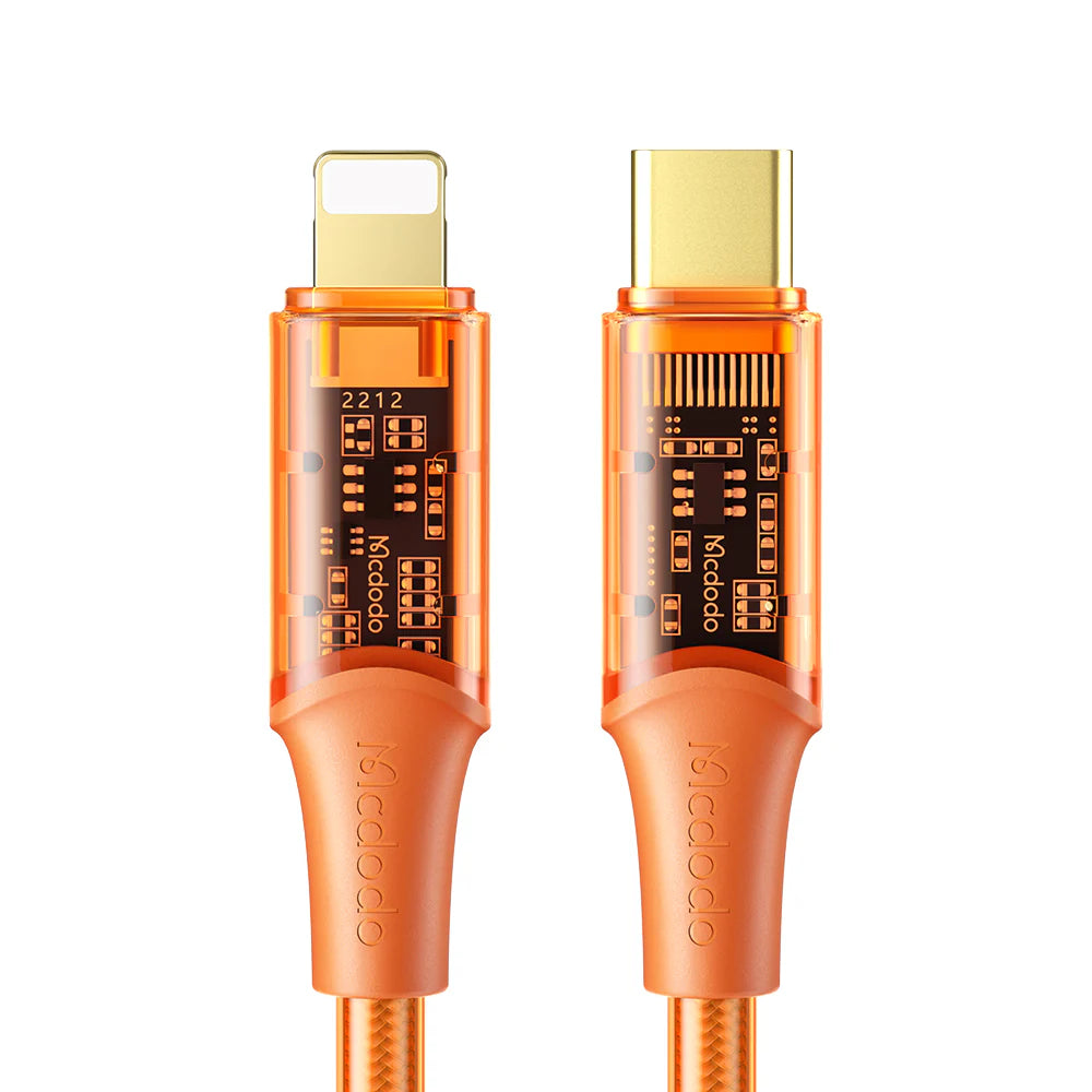 Mcdodo Type-C to Lightning 36W Transparent Data Cable  - مكدودو تايب سي إلى لايتننغ 36واط كابل بيانات شفاف
