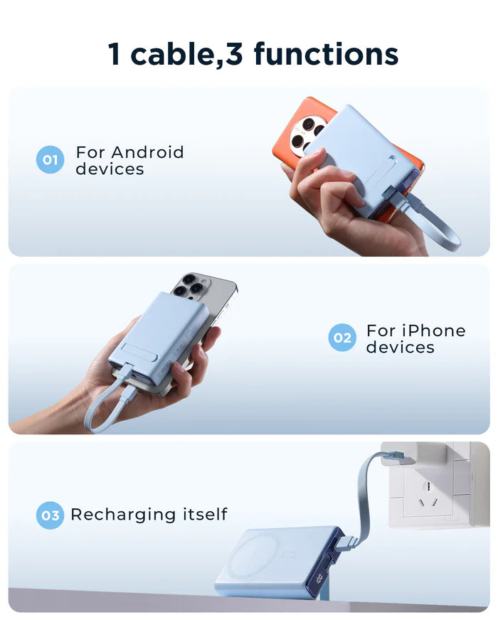 Joyroom JR-PBM01 10000mAh 20W Power Bank with Wireless Charging - باور بانك بسعة 10000ميلي أمبير وبقدرة 20واط مع شحن لاسلكي من جويروم
