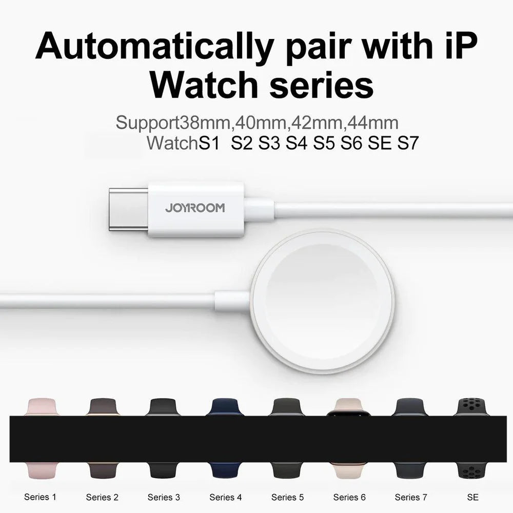 Joyroom Type C to iWatch Magnetic Charger 1.2M Fast & Compact - شاحن مغناطيسي من جوي روم 1.2 متر سريع وصغير الحجم