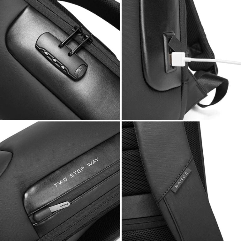 حقيبة لابتوب بانجي للاعمال والسفر 15.6 بوصة مع منفذ يو اس بي وشفرة TSA - اسود | BANGE Laptop Business Travel Backpack 15.6" with USB Charger & TSA Lock – Black