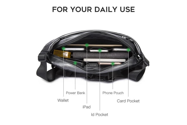 BANGE Men’s Epithelium Coating Waterproof Chest Crossbody Bag | حقيبة صدر رجالية من بانج, بطلاء ايبيثيليوم مقاوم للخدوش والماء