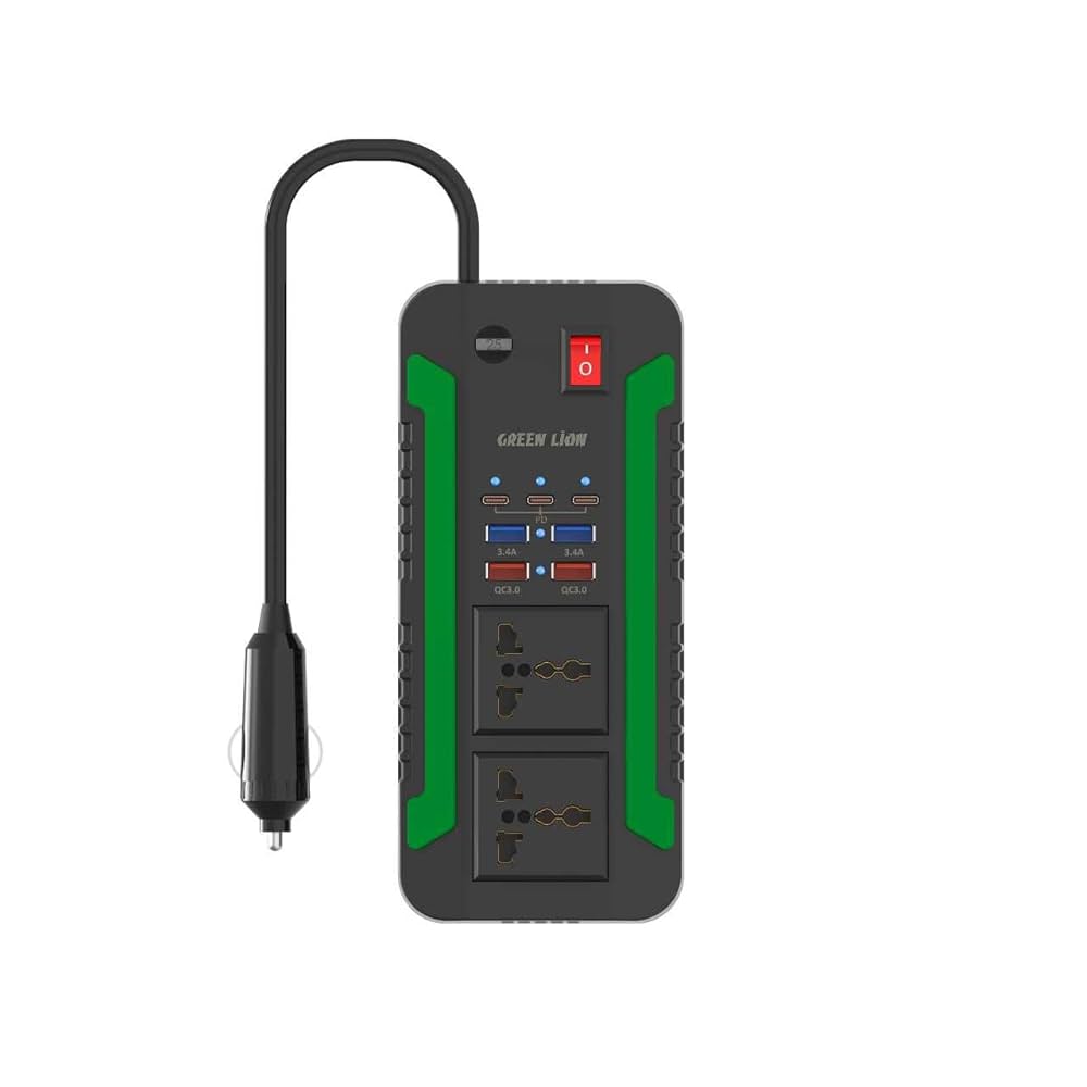 محول الطاقة للسيارة جرين لايون سبارك 300 - اسود  | Green Lion Spark 300 Power Inverter - Black