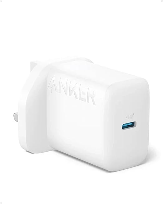 Anker 312 charger 20W USB-C Fast Wall Adapter | White - شاحن انكر 312 بقدرة 20 واط, منفذ USB-C, ابيض