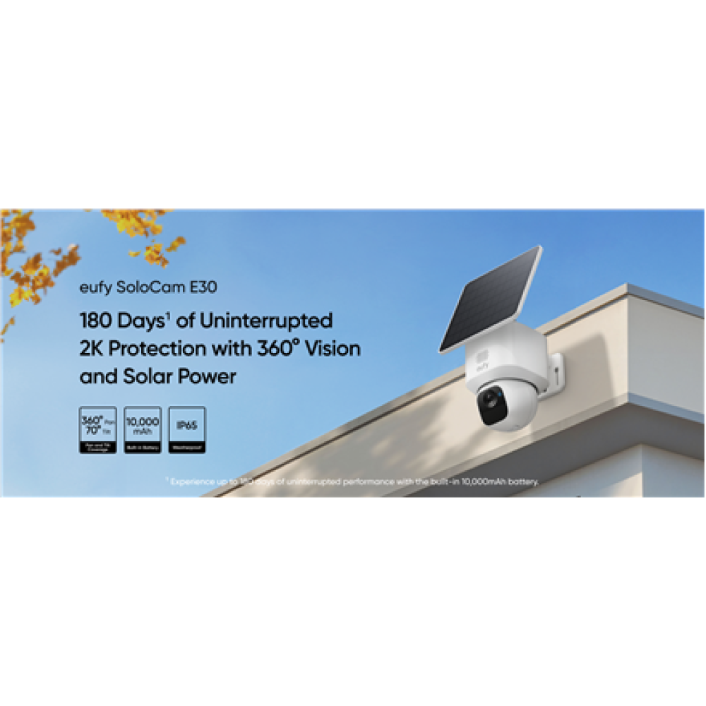 Anker eufy SoloCam E30 – 2K Solar Security Camera with 360° Pan | كاميرا مراقبة انكر يوفي سولو كام E30, تغطية 360 درجة, دقة 2K, طاقة شمسية