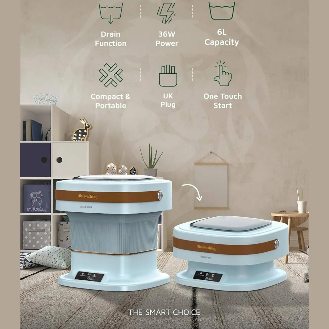 غسالة جرين لايون المحمولة بسعة 6 لتر | Green Lion Portable 6L Washing Machine