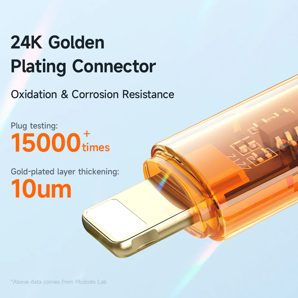 Mcdodo Type-C to Lightning 36W Transparent Data Cable  - مكدودو تايب سي إلى لايتننغ 36واط كابل بيانات شفاف
