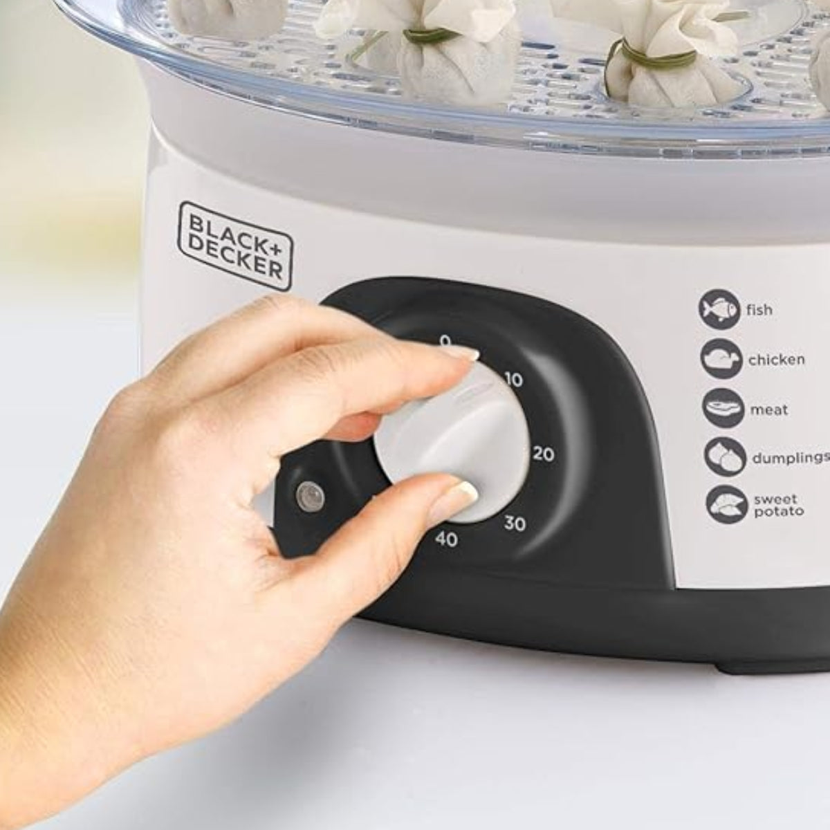 Black+Decker 10L Food Steamer 775W 3 Detachable Layer Timer - مقدمة طعام بالبخار بلاك أند ديكر 10 لتر 775 واط مع 3 طبقات قابلة للفصل