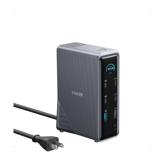 Anker Prime Dock 160W 14-in-1 with Dual 4K Display – Gray - قاعدة شحن أنكر برايم 160واط - 14 منفذ و دعم شاشتين بدقة 4ك